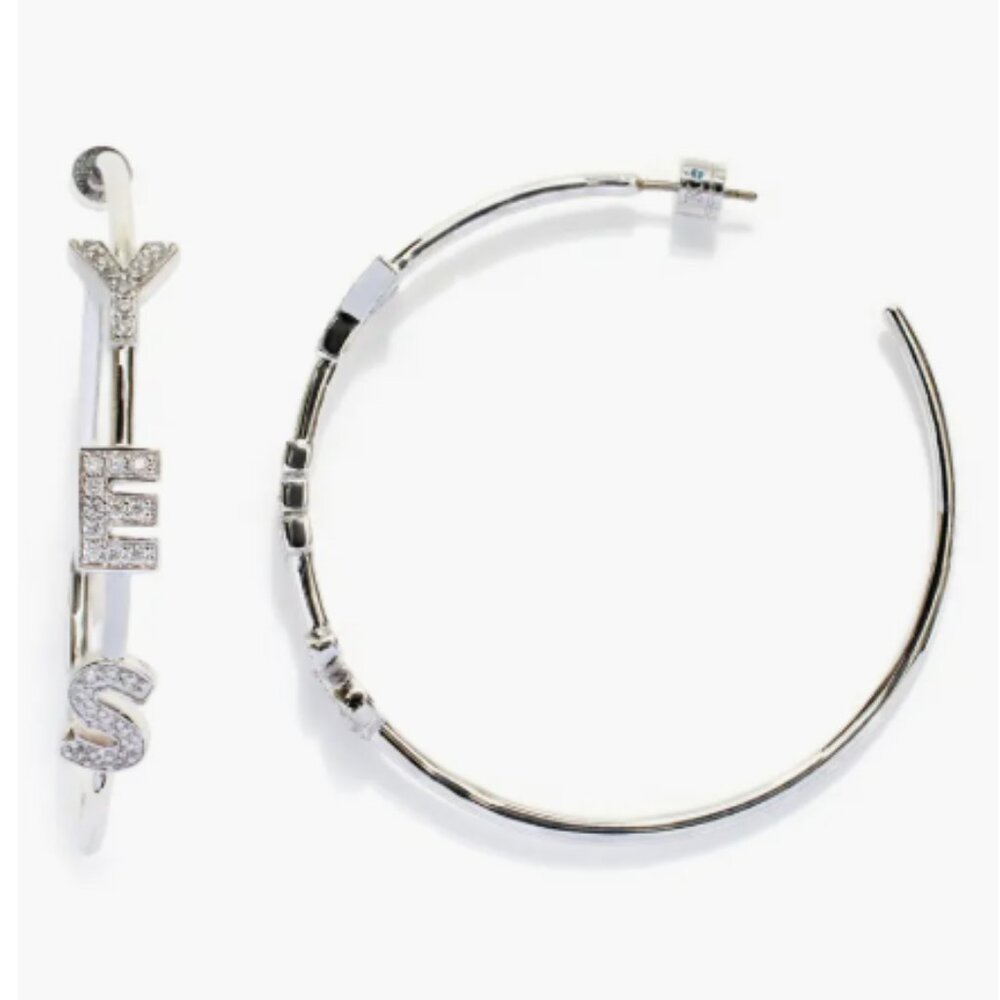'Yes' Cubic Zirconia Hoop Earrings